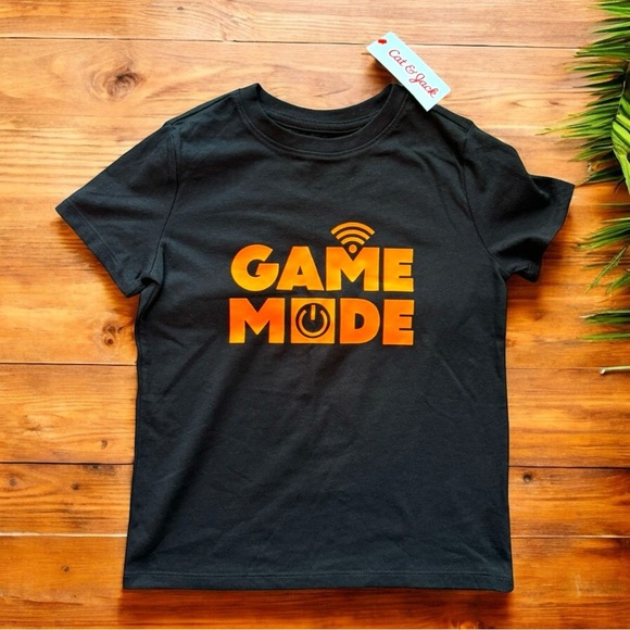 NWT Cat & Jack “Game Mode” Black Graphic Tee - XS (4/5) - Picture 1 of 7
